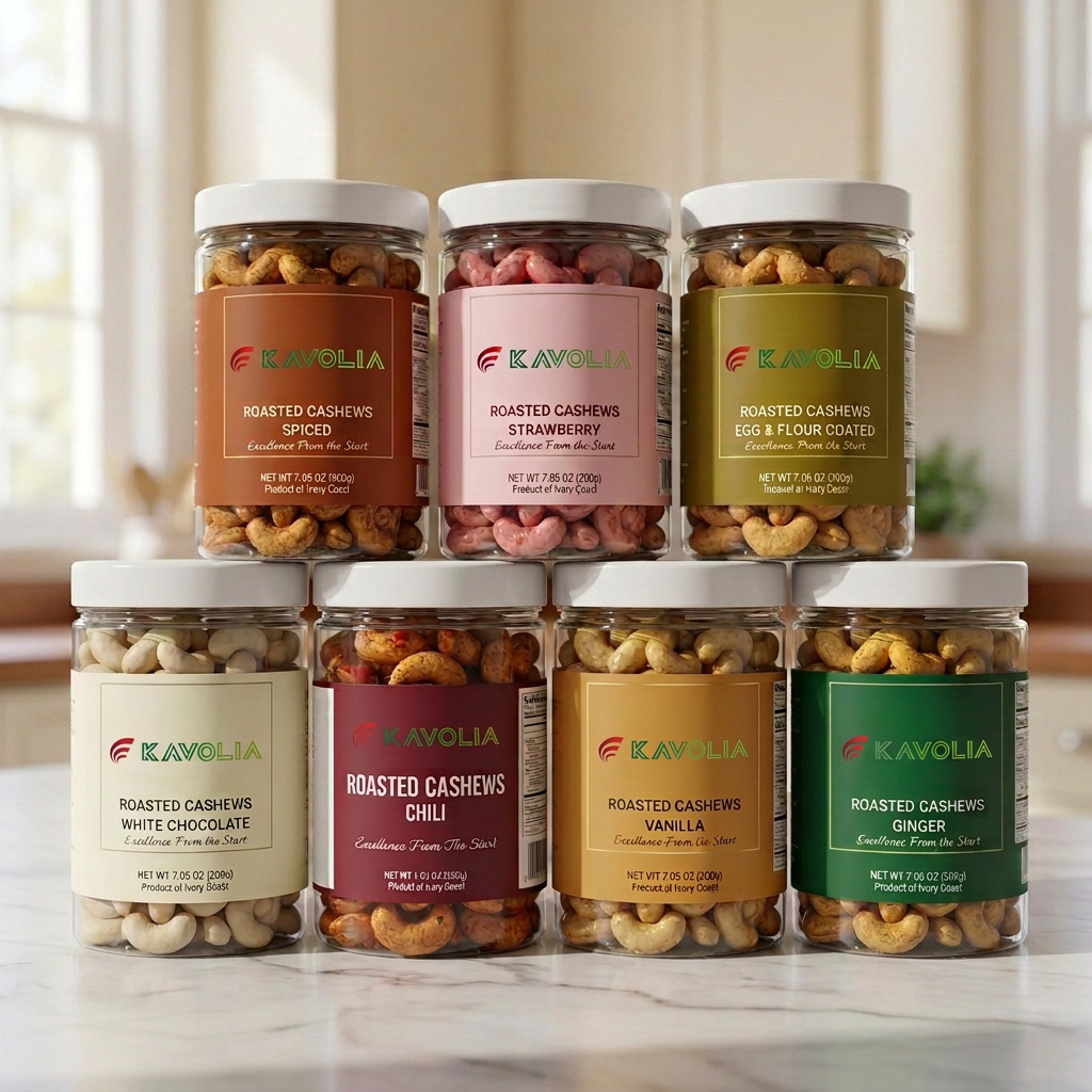 Kavolia Roasted Cashews - all 7 flavors collection