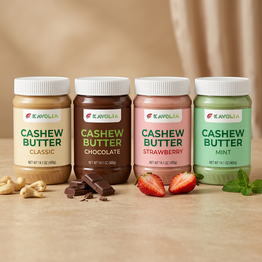 Kavolia Cashew Butter 4 flavor collection - Classic, Chocolate, Strawberry, Mint