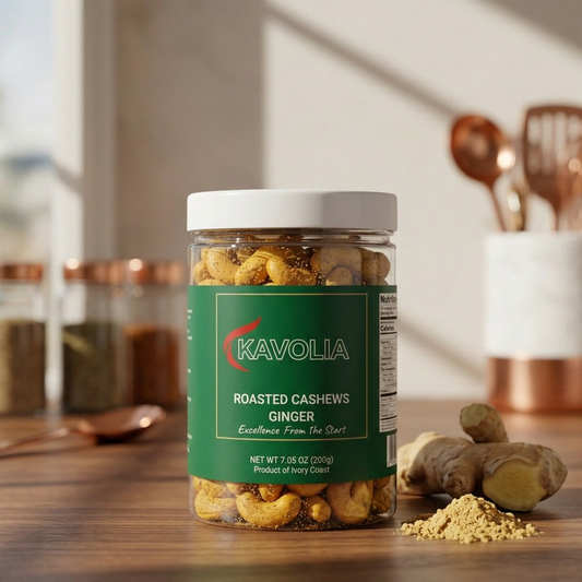Kavolia Roasted Cashews Ginger jar