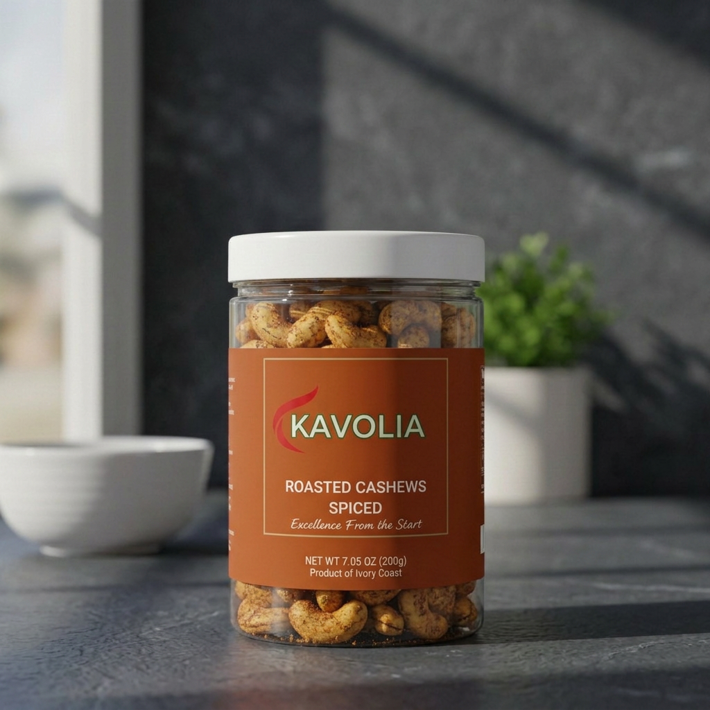 Kavolia Roasted Cashews Spiced jar