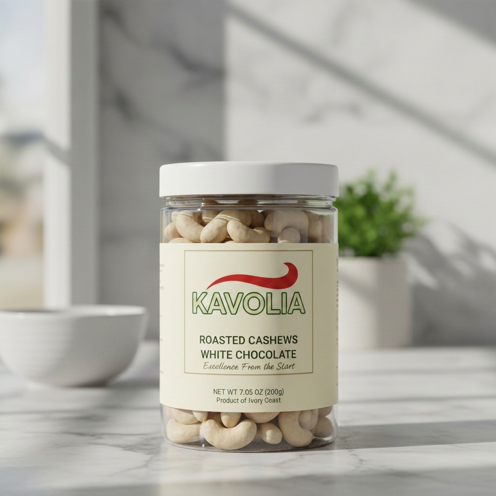 Kavolia Roasted Cashews White Chocolate jar